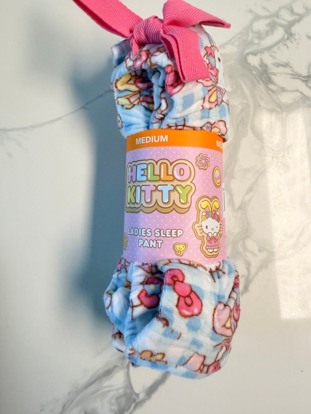 Hello Kitty Women’s Sleep Pants Medium Easter Plush Pajama Lounge Pants NWT